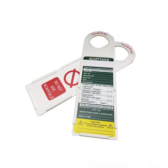 Porte-étiquette d'échafaudage en plastique de haute qualité, étiquette de verrouillage et d'inspection de sécurité